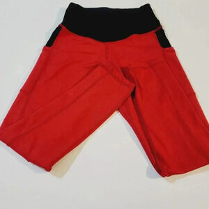 Salty Honey Women's High Rise Yoga Leggings Stretch Red/Black Size Small